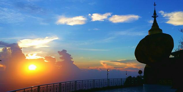 Golden Rock silhouetted