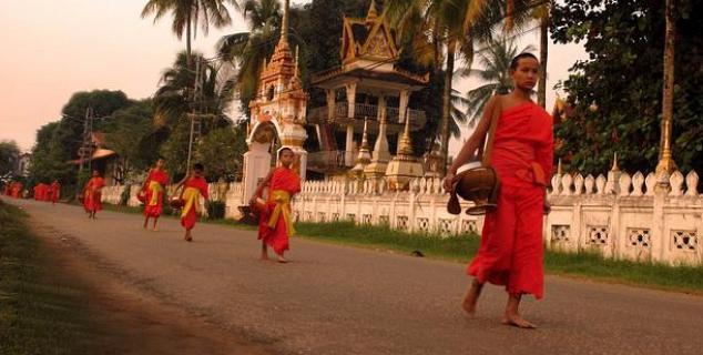 Monks on alms rounds
